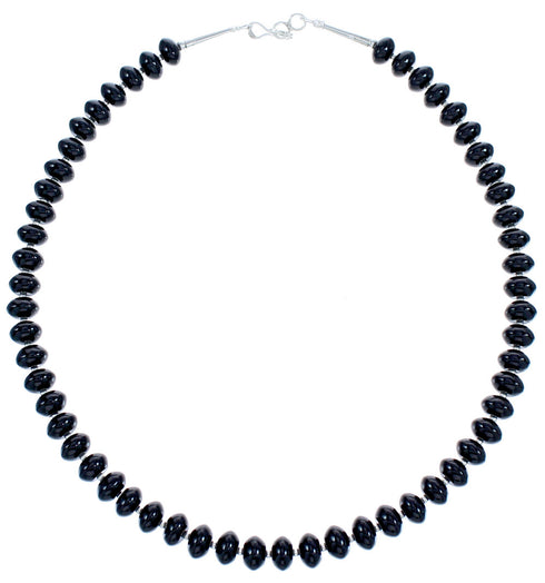 Onyx Sterling Silver Bead Necklace KX120981